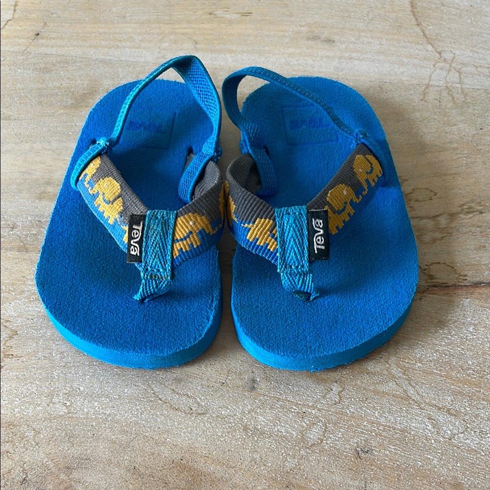 Kids Teva Blue Sandals with elephants